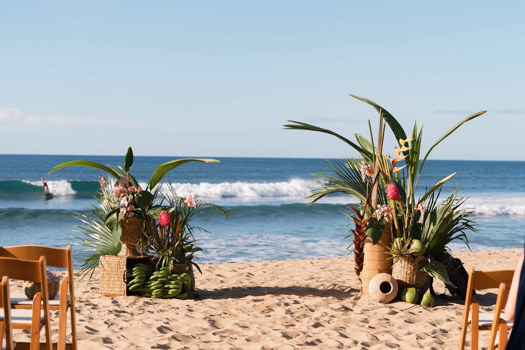 Beachfront wedding ceremony setup at Casa Isleña in Rincón, Puerto Rico